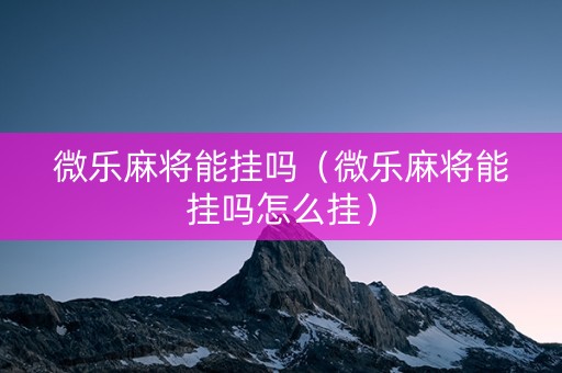 微乐麻将能挂吗（微乐麻将能挂吗怎么挂）