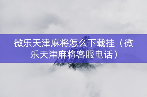 微乐天津麻将怎么下载挂（微乐天津麻将客服电话）