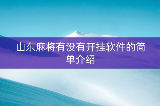 山东麻将有没有开挂软件的简单介绍