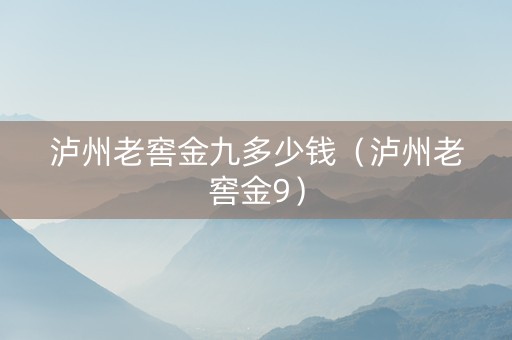 泸州老窖金九多少钱（泸州老窖金9）