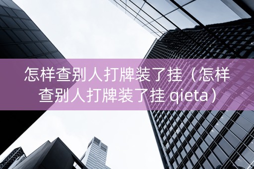 怎样查别人打牌装了挂（怎样查别人打牌装了挂 qieta）