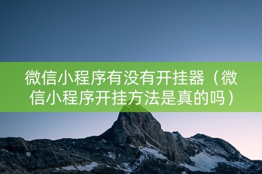 微信小程序有没有开挂器（微信小程序开挂方法是真的吗）