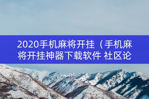 2020手机麻将开挂（手机麻将开挂神器下载软件 社区论坛）