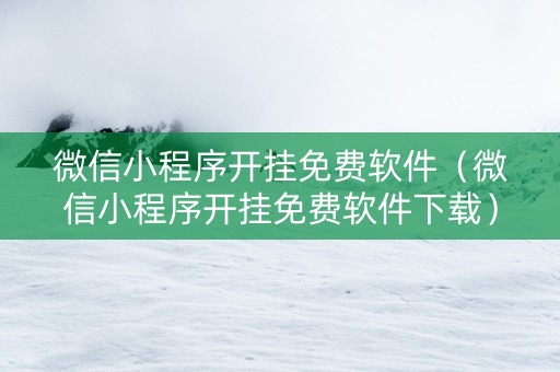 微信小程序开挂免费软件（微信小程序开挂免费软件下载）