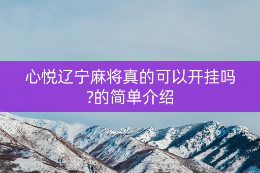 心悦辽宁麻将真的可以开挂吗?的简单介绍