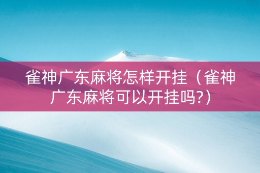 雀神广东麻将怎样开挂（雀神广东麻将可以开挂吗?）