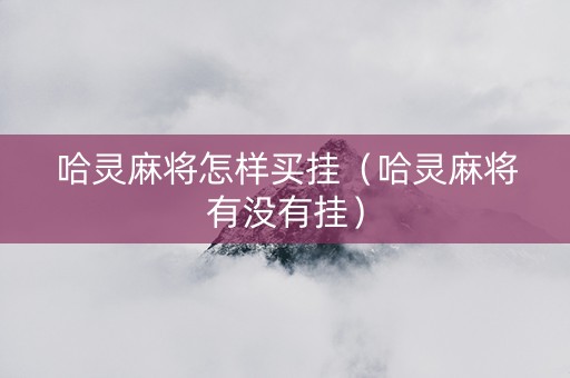 哈灵麻将怎样买挂（哈灵麻将有没有挂）