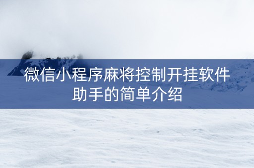 微信小程序麻将控制开挂软件助手的简单介绍