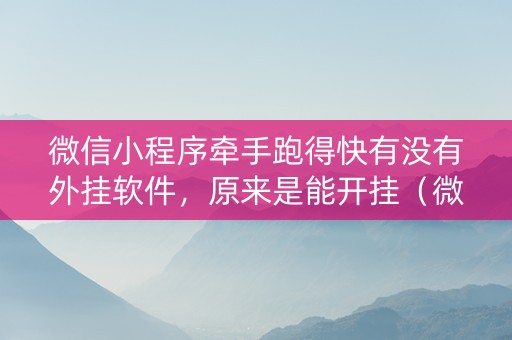 微信小程序牵手跑得快有没有外挂软件，原来是能开挂（微信小程序牵手跑得快免费开挂）