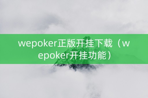 wepoker正版开挂下载（wepoker开挂功能）