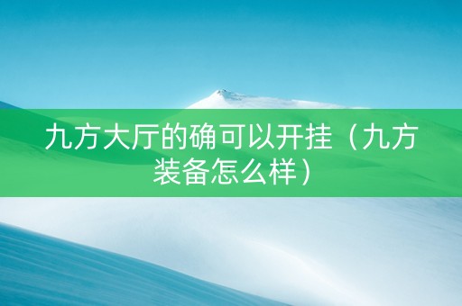 九方大厅的确可以开挂（九方装备怎么样）