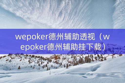 wepoker德州辅助透视（wepoker德州辅助挂下载）