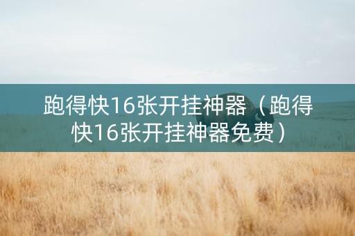 跑得快16张开挂神器（跑得快16张开挂神器免费）