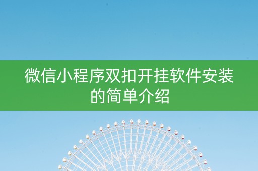 微信小程序双扣开挂软件安装的简单介绍