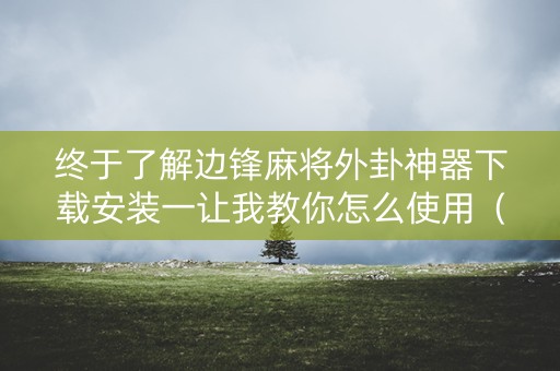 终于了解边锋麻将外卦神器下载安装一让我教你怎么使用（边峰麻将有挂吗）