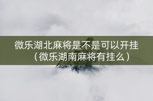 微乐湖北麻将是不是可以开挂（微乐湖南麻将有挂么）