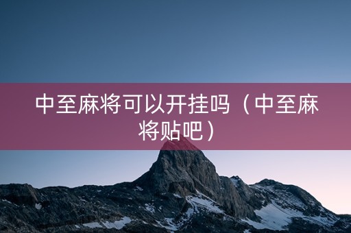 中至麻将可以开挂吗（中至麻将贴吧）