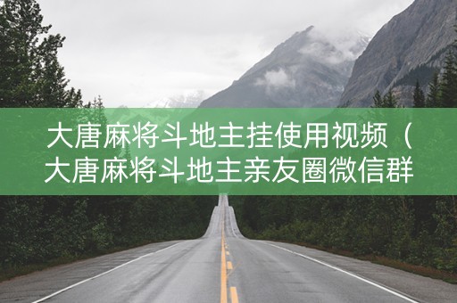 大唐麻将斗地主挂使用视频（大唐麻将斗地主亲友圈微信群）