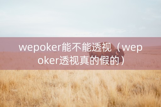 wepoker能不能透视（wepoker透视真的假的）