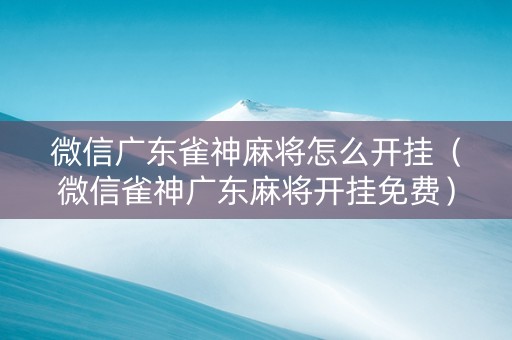 微信广东雀神麻将怎么开挂（微信雀神广东麻将开挂免费）