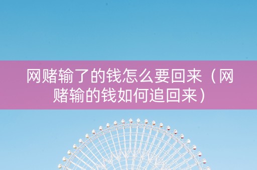 网赌输了的钱怎么要回来（网赌输的钱如何追回来）