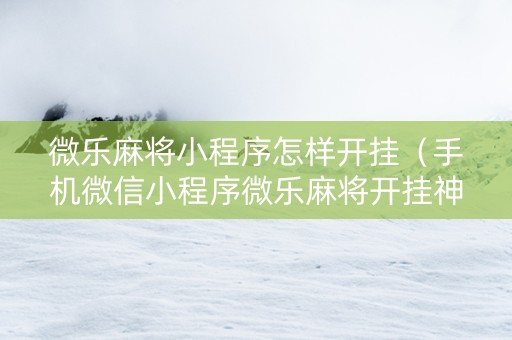 微乐麻将小程序怎样开挂（手机微信小程序微乐麻将开挂神器下载）