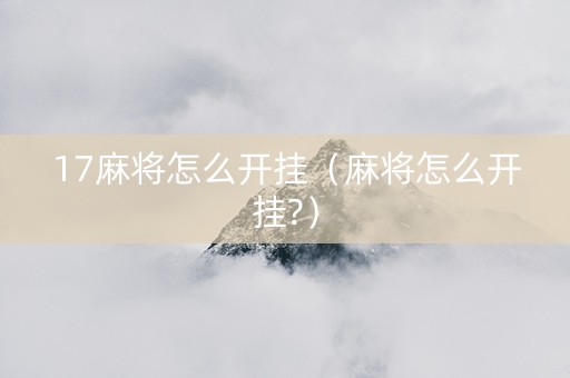 17麻将怎么开挂（麻将怎么开挂?）