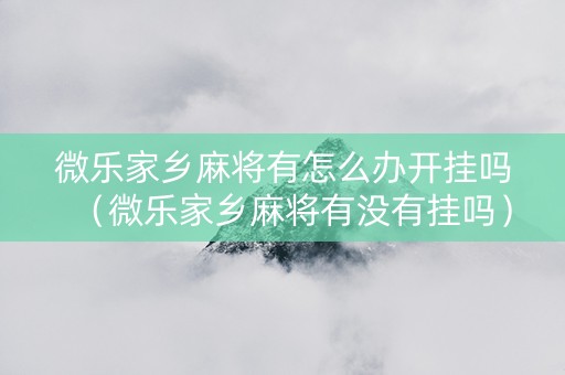 微乐家乡麻将有怎么办开挂吗（微乐家乡麻将有没有挂吗）