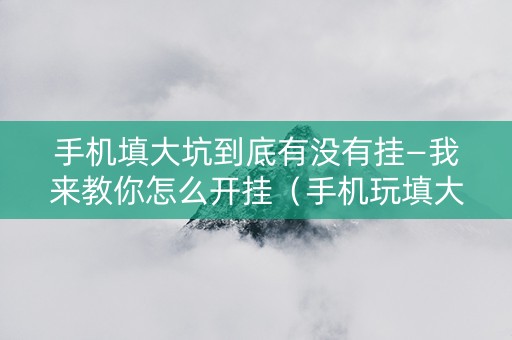 手机填大坑到底有没有挂—我来教你怎么开挂（手机玩填大坑有透视吗）