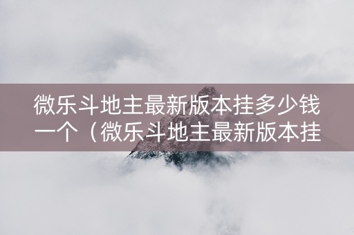 微乐斗地主最新版本挂多少钱一个（微乐斗地主最新版本挂多少钱一个）