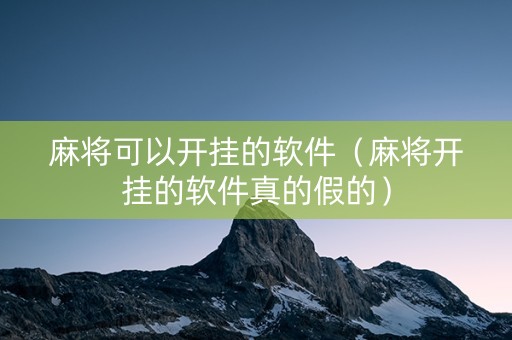 麻将可以开挂的软件（麻将开挂的软件真的假的）