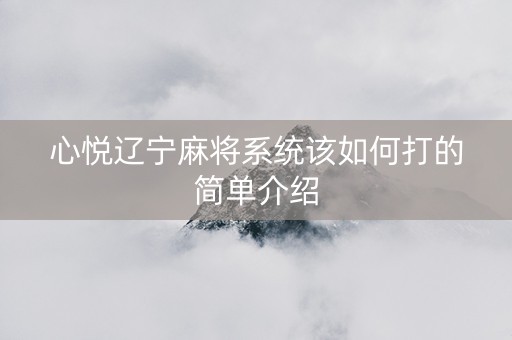 心悦辽宁麻将系统该如何打的简单介绍