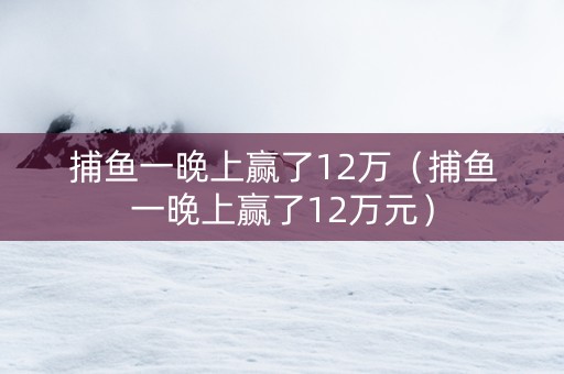 捕鱼一晚上赢了12万（捕鱼一晚上赢了12万元）