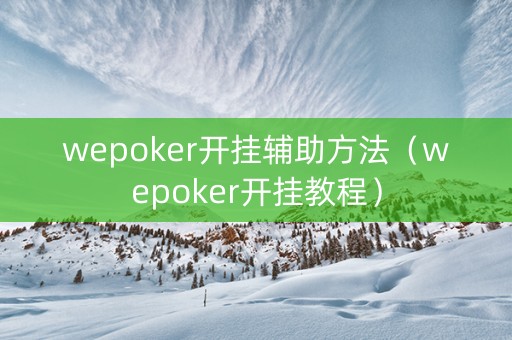 wepoker开挂辅助方法（wepoker开挂教程）