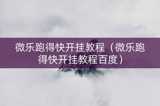 微乐跑得快开挂教程（微乐跑得快开挂教程百度）