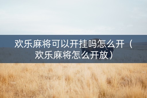 欢乐麻将可以开挂吗怎么开（欢乐麻将怎么开放）