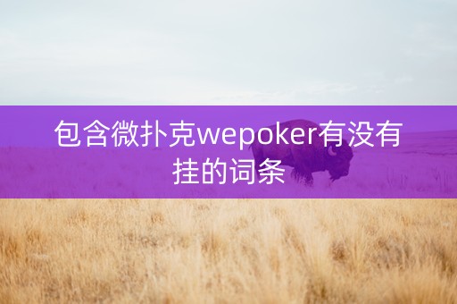 包含微扑克wepoker有没有挂的词条