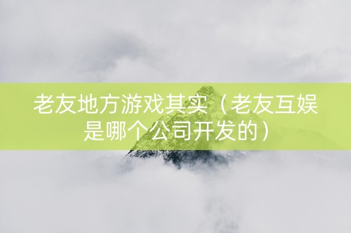 老友地方游戏其实（老友互娱是哪个公司开发的）