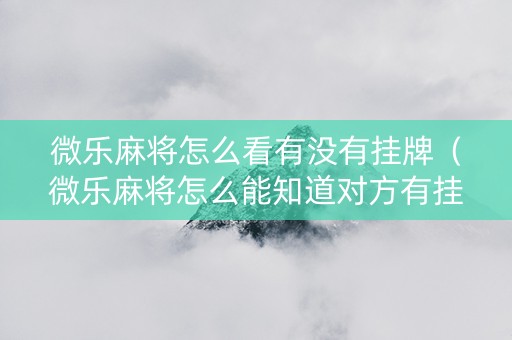 微乐麻将怎么看有没有挂牌（微乐麻将怎么能知道对方有挂）