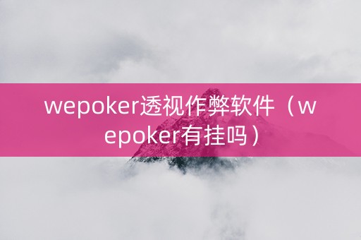 wepoker透视作弊软件（wepoker有挂吗）