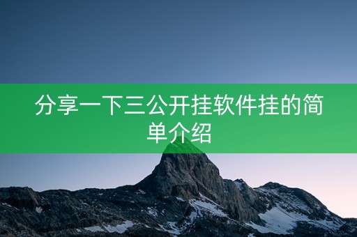 分享一下三公开挂软件挂的简单介绍