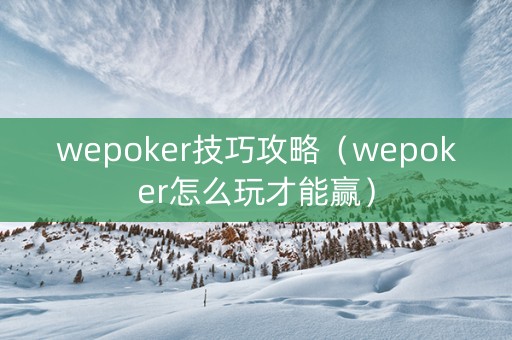 wepoker技巧攻略（wepoker怎么玩才能赢）