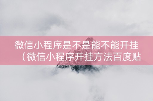 微信小程序是不是能不能开挂（微信小程序开挂方法百度贴吧）