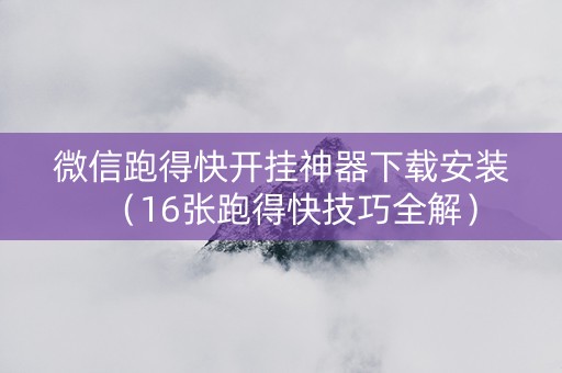 微信跑得快开挂神器下载安装（16张跑得快技巧全解）