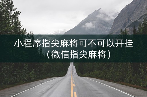 小程序指尖麻将可不可以开挂（微信指尖麻将）