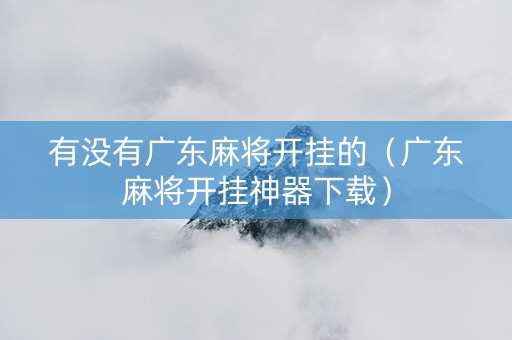 有没有广东麻将开挂的（广东麻将开挂神器下载）