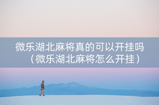 微乐湖北麻将真的可以开挂吗（微乐湖北麻将怎么开挂）