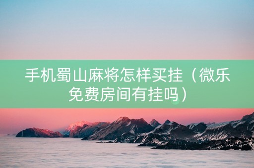 手机蜀山麻将怎样买挂（微乐免费房间有挂吗）