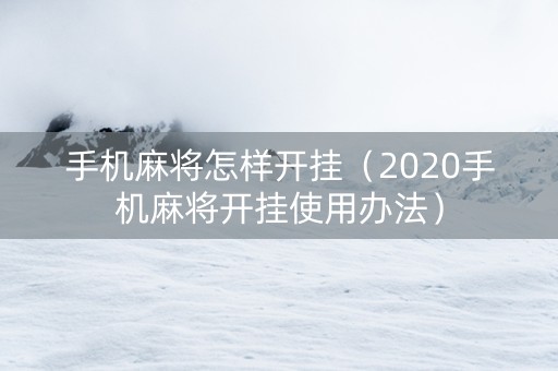 手机麻将怎样开挂（2020手机麻将开挂使用办法）