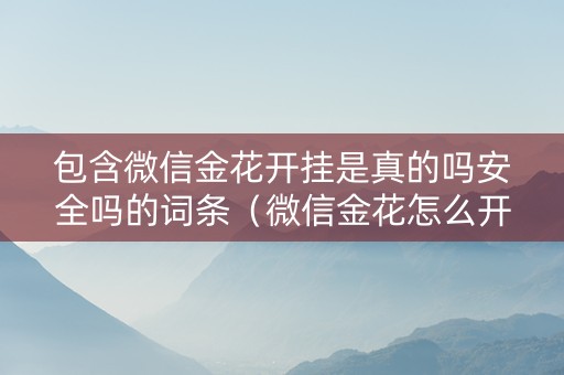 包含微信金花开挂是真的吗安全吗的词条（微信金花怎么开挂）